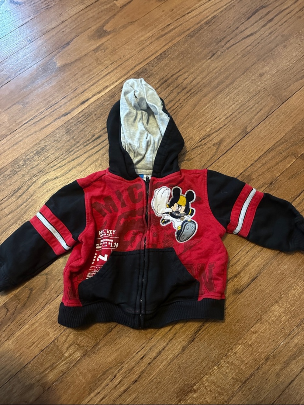 Disney Red and Black Mickey Mouse Zip Hoodie for Kids
